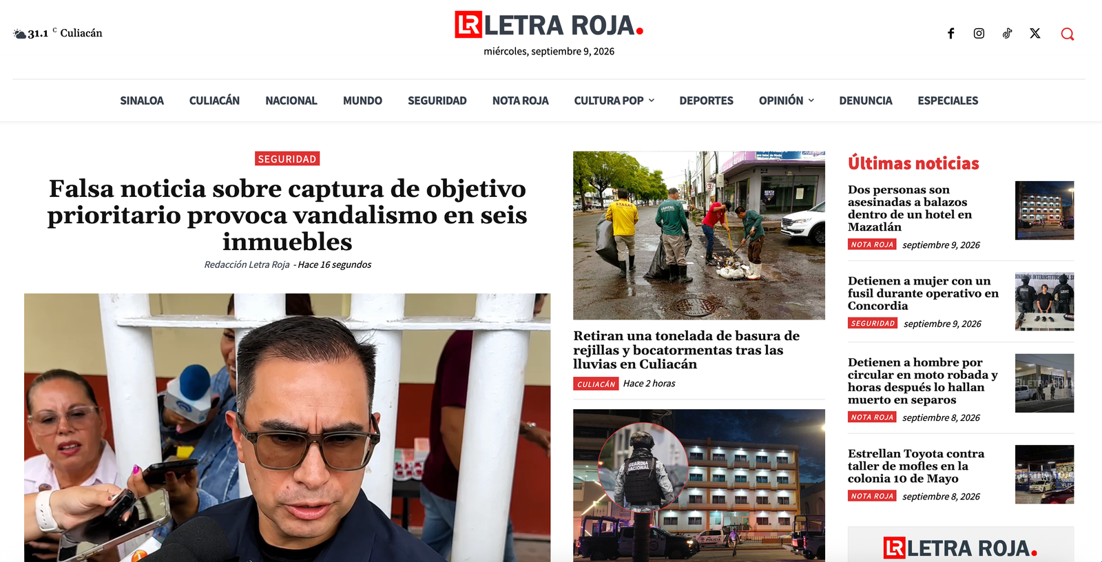 Página web de Letra Roja Portal